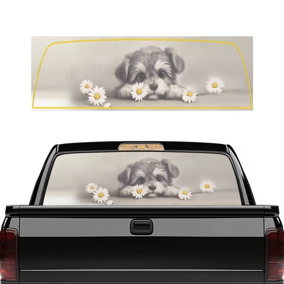 HUIACONG Cute Schnauzer Rear Window Decals Pickup Truck Rear Window Graphics Truck Rear Windows Graphics Decals Easy Installation Suitable for Most Pickup Trucks and SUVs