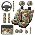thumbnail image 1 of HUIACONG Cute Sloth Car Seat Covers Full Set with Steering Wheel Cover Coasters Center Console Cover Seat Belt Pads Headrest Cover Key Chain 14 Pcs Universal Car Accessories Interior, 1 of 8