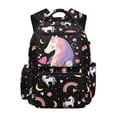 thumbnail image 1 of HUIACONG Cute Unicorn Rainbow Print School Backpack for Girls Boys Age 5-16, Multi Pocket Water Resistant Lightweight Bookbag with Adjustable Padded Straps for Daily Use Travel, 1 of 7
