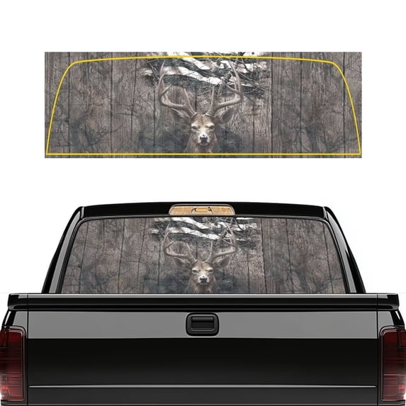 HUIACONG Deer Flag Back Window Decals Trucks Rear Window Decal Truck Rear Windows Perforated Decal Wrap 66 x 22 inch Easy to Install Fit Most Pickup Trucks SUV Universal