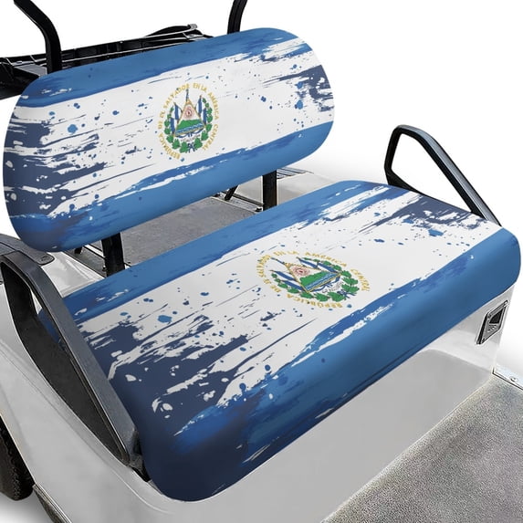 HUIACONG Distressed El Salvador Flag Print Golf Cart Seat Covers 2 Piece Universal Fit for EZGO TXT RXV Club Car DS 2 Person Seats, Cute Stylish Golf Cart Towel Blanket Universal Design