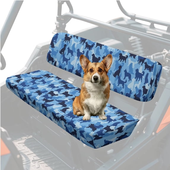 HUIACONG Dog Camo UTV Seat Covers Waterproof Polyester Breathable 4 Wheeler Seat Cover Non-Slip Soft for Kawasaki Mule 4010