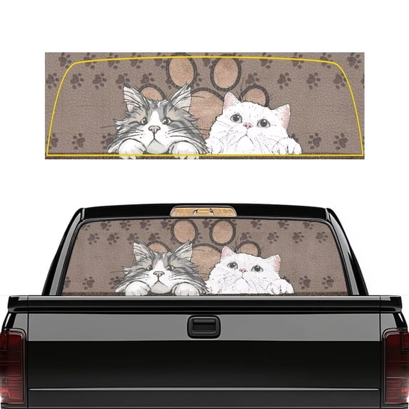 HUIACONG Dog Paw Cat Pickup Car Window Stickers Rear Window Decal 66 x 22 inch Easy to Install Truck Rear Windows Decals Perforated Windows Film Decal Suitable for Most Pickup Trucks