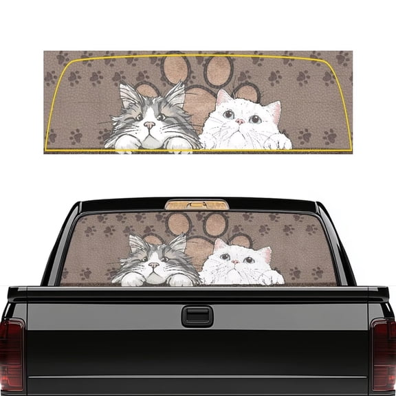 HUIACONG Dog Paw Cat Pickup Car Window Stickers Rear Window Decal 66 x 22 inch Easy to Install Truck Rear Windows Decals Perforated Windows Film Decal Suitable for Most Pickup Trucks