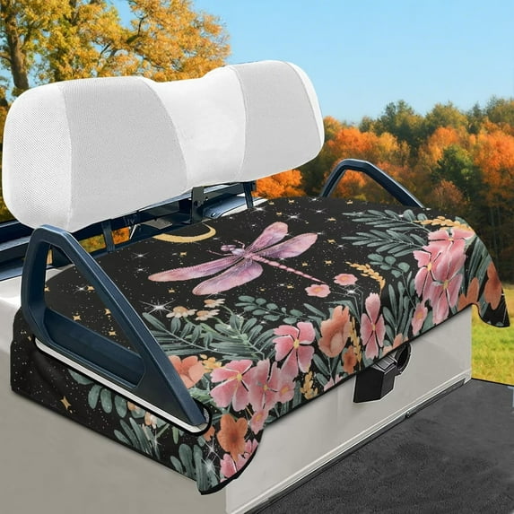 HUIACONG Dragonfly Flowers Golf Cart Covers Seat Easy to Install Golf Cart Seat Protector Cover Foldable Easy to Clean Protection Interior Accessories for EZGO Yamaha Club Cars