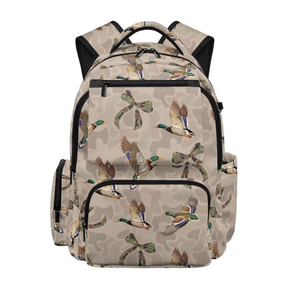 HUIACONG Duck Camo Bow School Backpack for Boys Girls Ages 6-18 Water Resistant Multi Pocket Padded Adjustable Straps Large Capacity Bookbag for Elementary Middle High School Daily Use