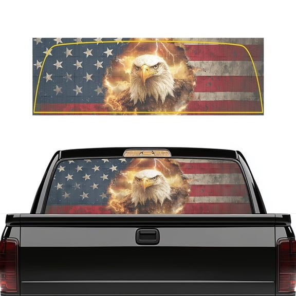 HUIACONG Eagle Flag Back Window Decals Trucks Rear Window Decal Personalized Decoration Truck Rear Windows Perforated Decal Back Window Decals Stickers for Truck SUV
