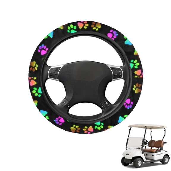 HUIACONG Pink Leopard Print Golf Cart Steering Wheel Cover Soft Flannel Fabric Golf Cart Steering Wheel Protection Warm Comfortable Universal Fit EZGO Yamaha Club Cars