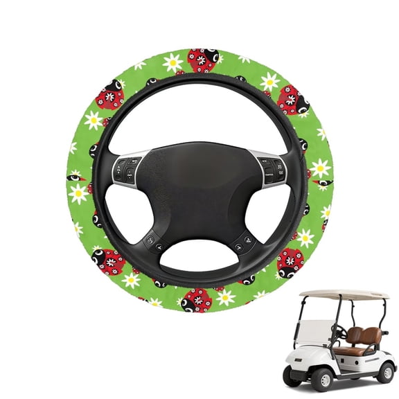 HUIACONG Aztec Horse Golf Cart Steering Wheel Covers 13-14 Inches Easy to Install Unversial Golf Steering Wheel Cover Flannel Fabric Warm Fashion Interior Covers for EZGO Club Cars