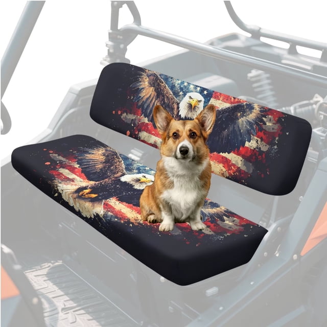 HUIACONG Eagle Flag UTV Seat Covers Waterproof Easy Installation UTV Seat Covers Protector Non-Slip Soft Compatible with Kawasaki Mule 4010