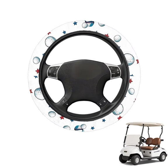 HUIACONG Gray Dog Paw Prints Golf Cart 14" Steering Wheel Covers Soft Comfortable Car Steering Wheel Cover Warm Flannel Fabric for EZGO Yamaha TXT & RXV DS & PrecedentClub Cars