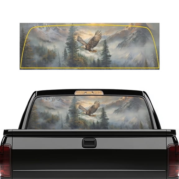 HUIACONG Eagle Mountain Rear Window Decals Trucks Back Window Decal 66 x 22 inch Full Windows Decals Truck Rear Window Perforated Decal Fit Most Pickup Trucks SUV Universal
