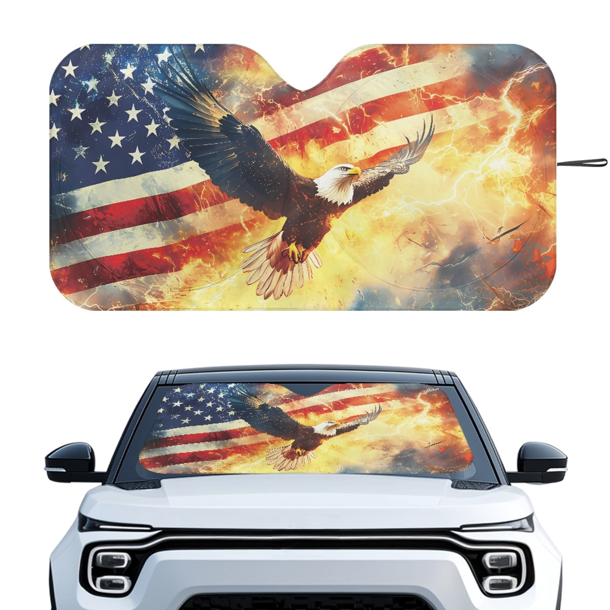 HUIACONG Eagle USA Flag Foldable Automotive Window Shades, Keeps Your ...