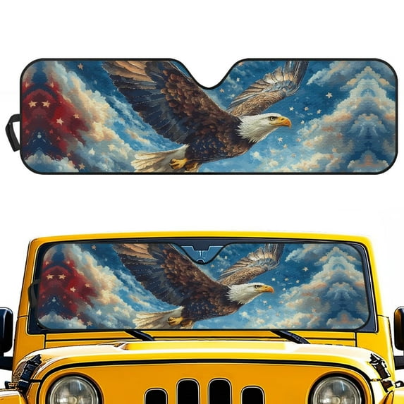 HUIACONG Eagle Windshield Sunshade, Sun Visor for UV Rays & Heat Protection, Suitable for Wrangler, Compass, Gladiator & Renegade , for Jeep Wrangler | X-Small - 60x21 inches