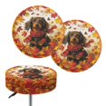 thumbnail image 1 of HUIACONG Easy to Clean Circle Stool Slipcover, Leaves Dachshund Polyester Round Round Bar Stool Covers for Vanity Kitchen, 1 of 6