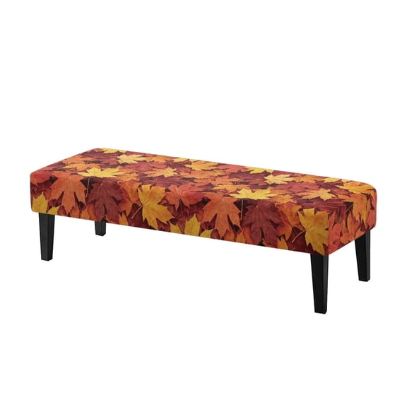 HUIACONG Fall Maple Leaf Print Dining Bench Slipcover, Non Slip Stretchy Soft Breathable Fabric, Stain Resistant Machine Washable Furniture Protector for Living Room Kitchen