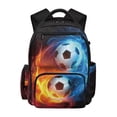 thumbnail image 1 of HUIACONG Fire Ice Soccer Print School Backpack for Boys Teens Age 7-19 Multi Pockets Scratch Resistant Adjustable Padded Straps Water Repellent Lightweight School Bag for Daily Use Sports Trips, 1 of 7