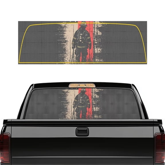 HUIACONG Firefighter Flag Back Window Decals Trucks Full Window Coverage Truck Rear Windows Graphic Decal 66 x 22 inch Easy Installation Fit Most Pickup Trucks SUV Universal
