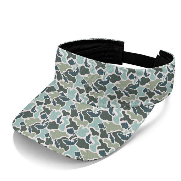 HUIACONG Fish Camo Sun Visor Hat, Lightweight Adjustable Empty Top Cap for Fishermen & Hiking Enthusiasts