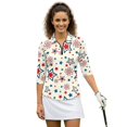 thumbnail image 1 of HUIACONG Five-Pointed Star Pattern Design Women's Golf Top, Quarter Zip Women's Golf Polo Shirts Dry-Fit Fashion Quick Dry Golf Shirt Women for Tennis Sports Outing, 1 of 10