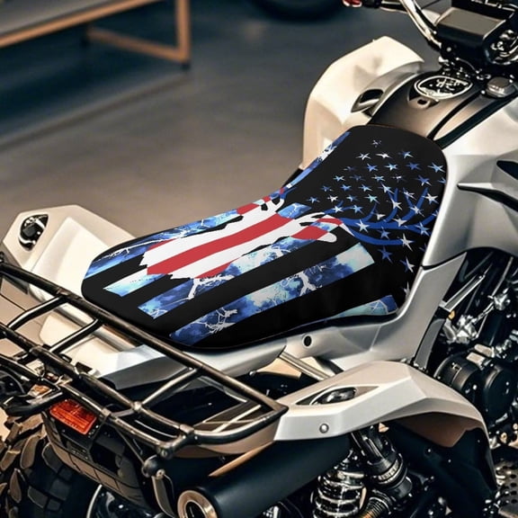 HUIACONG Flag ATV Seat Covers Washable Fabric Deer Dust Cover Heavy Duty Protection Accessories Elastic Polyester for Sportsman Rancher Foreman Scramble Seats
