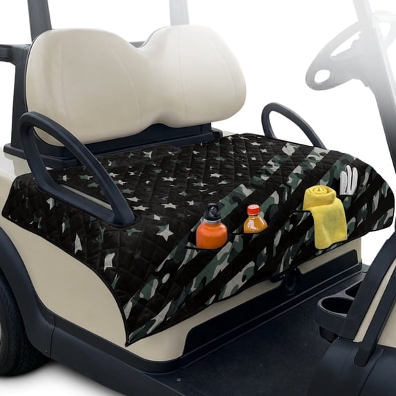 HUIACONG Flag Camo Golf Cart Seat Covers Portable Comfortable 2 Person Seats Cover Club Car Easy to Install Non-Slip Fit Most Cars EZGO Yamaha Club Car