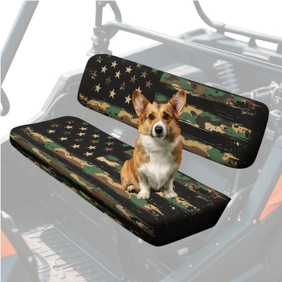 HUIACONG Flag Camo UTV Seat Covers Waterproof Easy Installation Universal UTV Seat Covers Non-Slip Soft Fit for Kawasaki Mule 3000 3010 3020