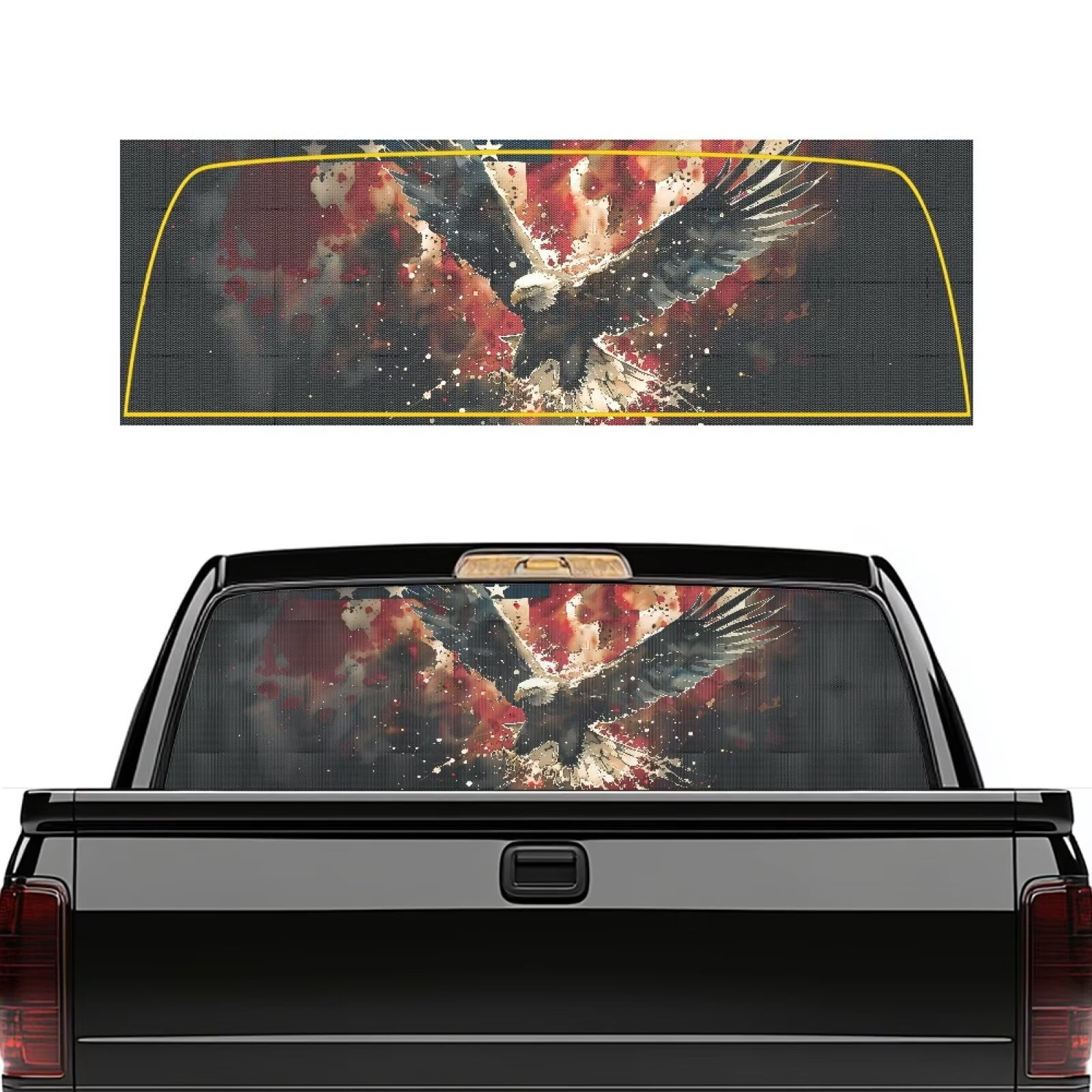 HUIACONG Flag Eagle Pickup Car Window Stickers Rear Window Decal 66 x ...
