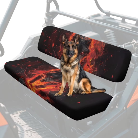HUIACONG Flame Wolf UTV Seat Covers Waterproof Polyester Breathable Universal UTV Seat Covers Non-Slip Soft for Kawasaki Mule 3000 3010 3020