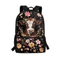 thumbnail image 1 of HUIACONG Floral Cow Print School Backpack for Boys Girls Students Ages 6-18 Ergonomic Padded Straps Multi Compartment Bookbag for Elementary Middle High School Back to School Daily Use, 1 of 6