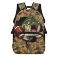 thumbnail image 1 of HUIACONG Football Fish Camo School Backpack for Boys Girls Ages 6-18 Water Resistant Multi Pocket Padded Adjustable Straps Large Capacity Bookbag for Elementary Middle High School Daily Use, 1 of 7