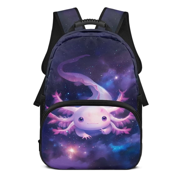HUIACONG Galaxy Axolotl School Backpack for Students Age 6-18 Ergonomic Padded Adjustable Shoulder Straps Large Capacity Water Resistant Bookbag for Elementary Middle High School Daily Use
