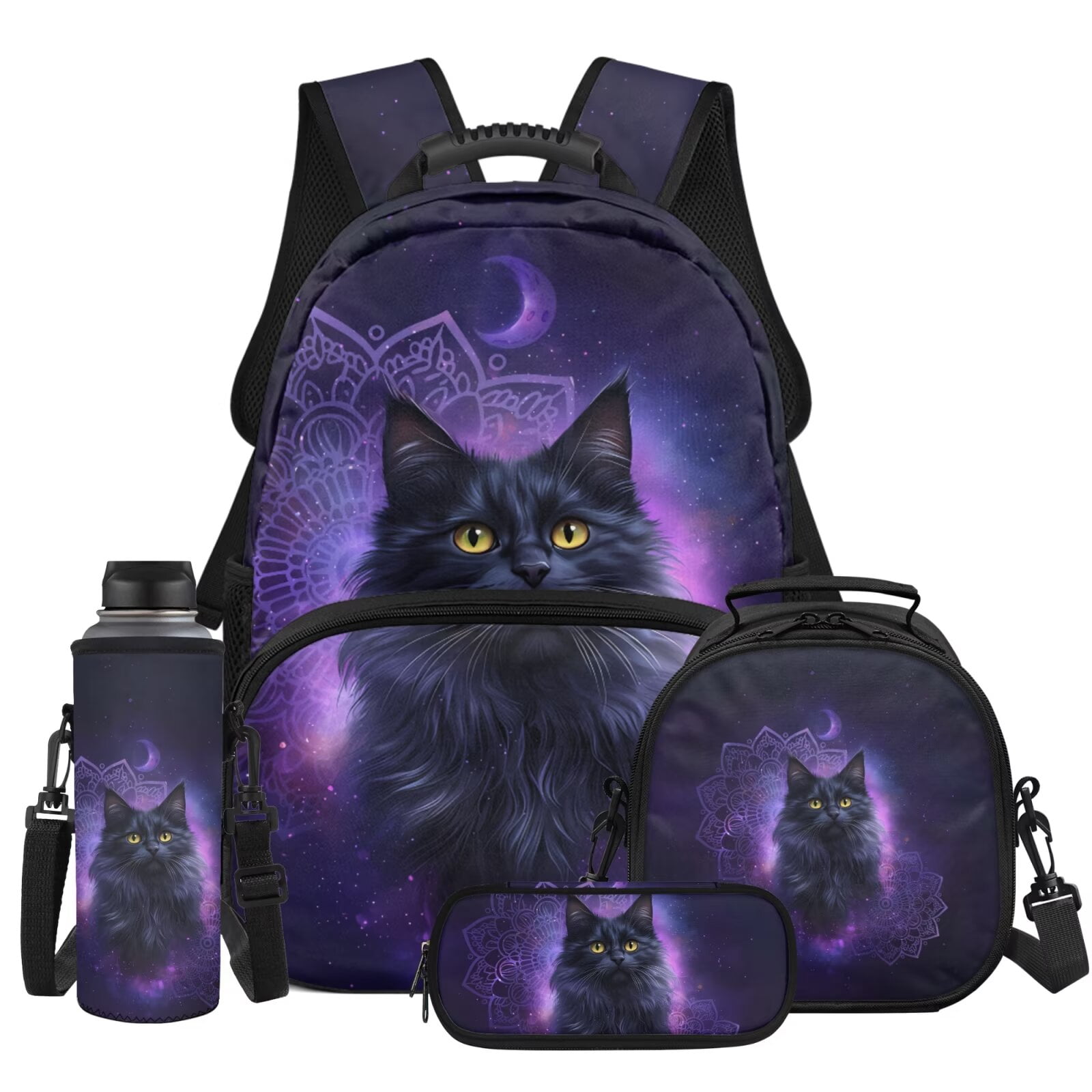HUIACONG Galaxy Black Cat Kids Backpack for Boys & Girls