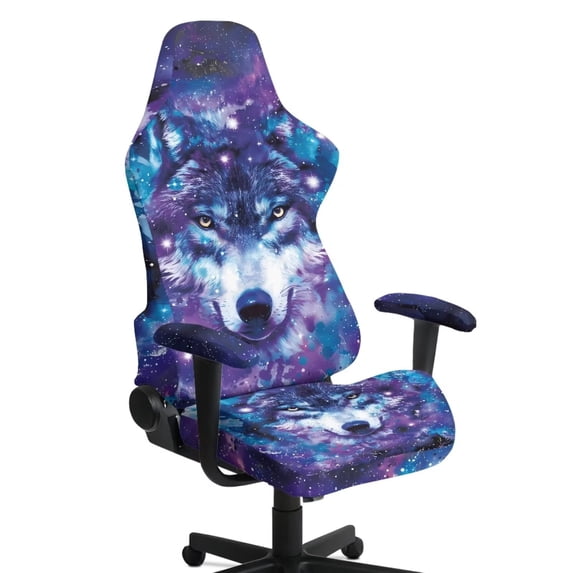 HUIACONG Galaxy Wolf Gaming Chair Covers Stretchable Racing Chair Slipcover Stretch Fabric Office Chair Cover Breathable All-Season Weather Resistant Keeps Chair Cool and Warm
