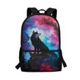 thumbnail image 1 of HUIACONG Galaxy Wolf Print School Backpack for Boys Girls Ages 6-18 Large Capacity Ergonomic Breathable Padded Shoulder Straps Bookbag for Elementary Middle High School Back to School Daily Use, 1 of 6