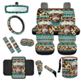 thumbnail image 1 of HUIACONG Geometric Cow Print Car Interior Accessory Kit, with Car Seat Belt Pad Car Cup Coasters Steering Wheel Cover Car Cup Holder Coasters, 1 of 8
