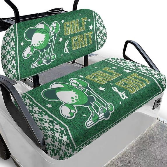 HUIACONG Golf Ball Cartoon Non-Slip Golf Cart Seat Towel Blanket, Cute Easy Care Universal Fit Golf Cart Seat Covers Kit for Standard Front Bench Seats on Golf Carts EZGO