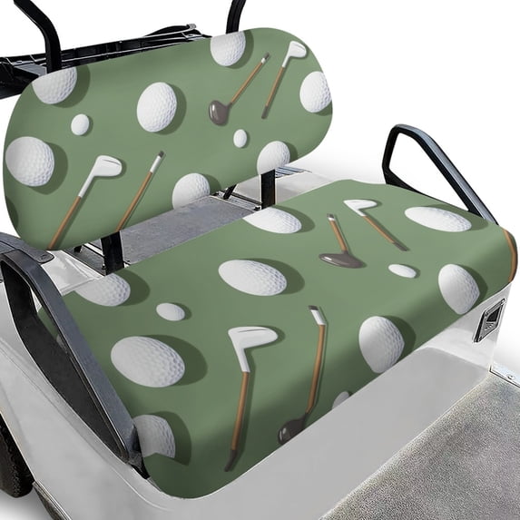 HUIACONG Golf Ball Design Golf Cart Seat Cover Set Easy to Install for Universal Golf Cart Club Car, Stain-Resistant Breathable Golf Cart Seat Covers 2 Piece Keeps Seats Clean and Comfortable