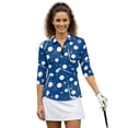 thumbnail image 1 of HUIACONG Golf Clubs & Balls Pattern Women's Golf Polo Shirts Quarter Zip Polyester Spandex Fabric with Breathable Tennis Top for Womens, 1 of 10