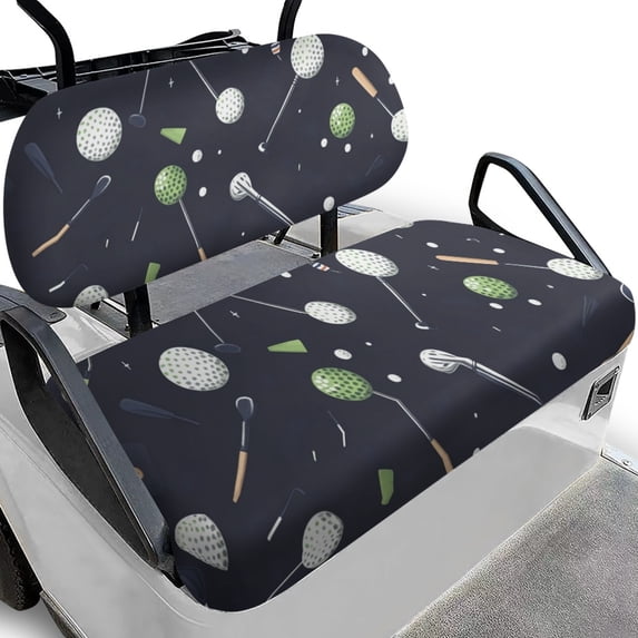 HUIACONG Golf Pattern Golf Cart Seat Cover, Dust-proof Universal Fit Golf Cart Seat Covers for 2-Person Golf Cart