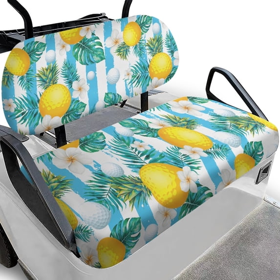HUIACONG Golf Tropical Golf Cart Seat Covers 2 Piece Soft Comfortable for EZGO EZGO TXT/RXV, Universal Fit Portable Fold Design Golf Cart Seat Towel Blanket Seat Protector Easy to Clean