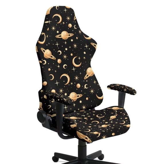 HUIACONG Gothic Moon Computer Chair Seat Slipcovers Scratchproof Computer Chair Covers for Seat Cushion Non-Slip Elastic Office Chairs Protector for Home, Shop, Office