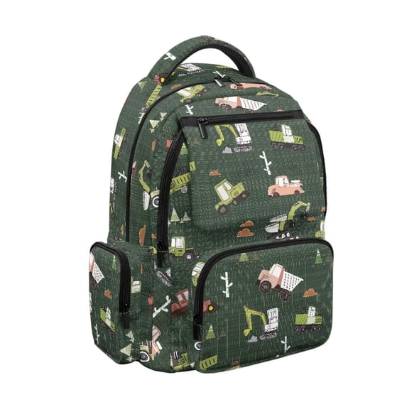 HUIACONG Green Dino Pattern School Backpack for Primary Kids Lightweight Wear‑Resistant Large Capacity for Boys Girls Ages 6‑18 Daily Travel