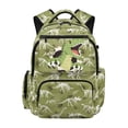 thumbnail image 1 of HUIACONG Green Dinosaur Fossil Print School Backpack for Kids Age 5-16, Multi-Pocket Water Resistant Sturdy Bookbag with Adjustable Padded Straps Lightweight Daypack for School Camping Trips, 1 of 7