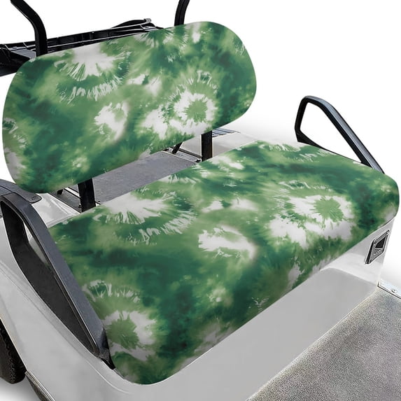 HUIACONG Green Tie Dye Golf Cart Seat Covers 2 Pack, Comfortable All Weather Golf Cart Seat Towel Blanket for Club Car Precedent DS
