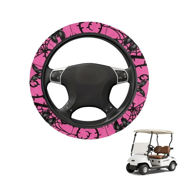 HUIACONG Halloween Print Golf Cart Steering Wheel Covers 13-14 Inches Flannel Soft Comfortable Golf Steering Wheel Protection Easy to Install Compatible with EZGO Yamaha Club Cars