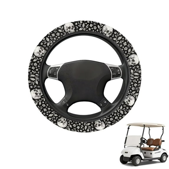 HUIACONG Halloween Skull Golf Cart Steering Wheel Covers 13-14 Inches Non-slip Golf Steering Wheel Protection Flannel Fabric Comfortable Compatible with EZGO Yamaha Club Cars