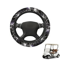 HUIACONG Halloween Spider Webs Golf Cart Steering Wheel Covers 14 Inch Easy to Install Golf Steering Wheel Protection Soft Comfortable Compatible with EZGO Yamaha Club Cars