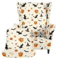 thumbnail image 1 of HUIACONG Halloween Witch Pumpkin Print 2-Piece Wingback Chair Slipcovers, High Stretch Soft Wrinkle Resistant Armchair Cover, Full Furniture Protector Washable Easy Install, 1 of 7