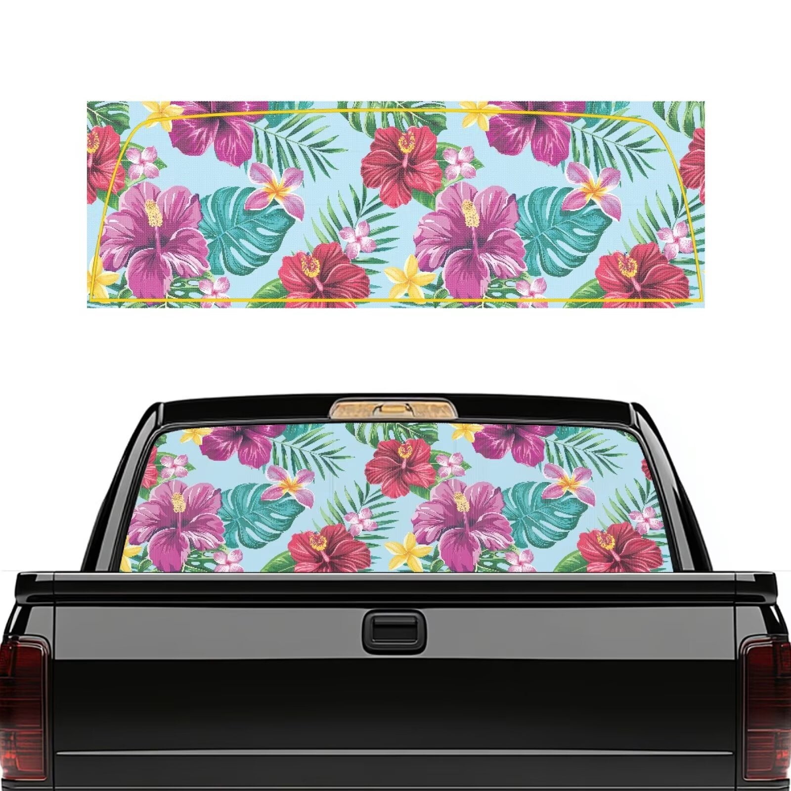 HUIACONG Hawaiian Flowers Pickup Car Window Stickers Rear Window Decals ...